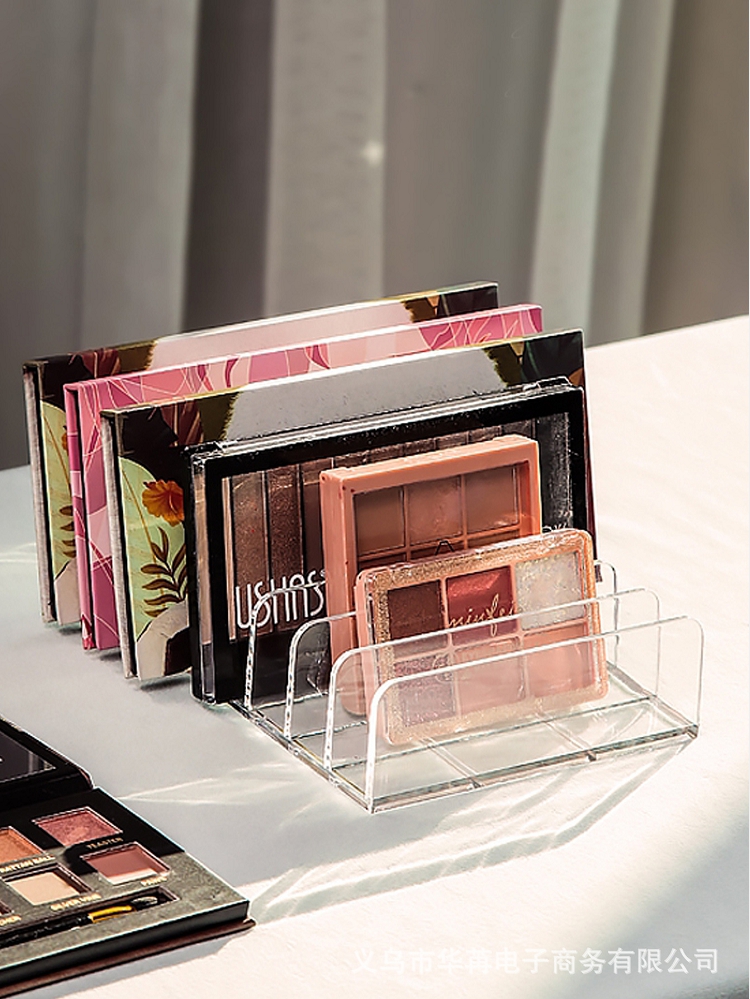 Transparent 7 grid powder powder eye shadow tray storage box makeup blush cosmetics shelf desktop multi grid display box